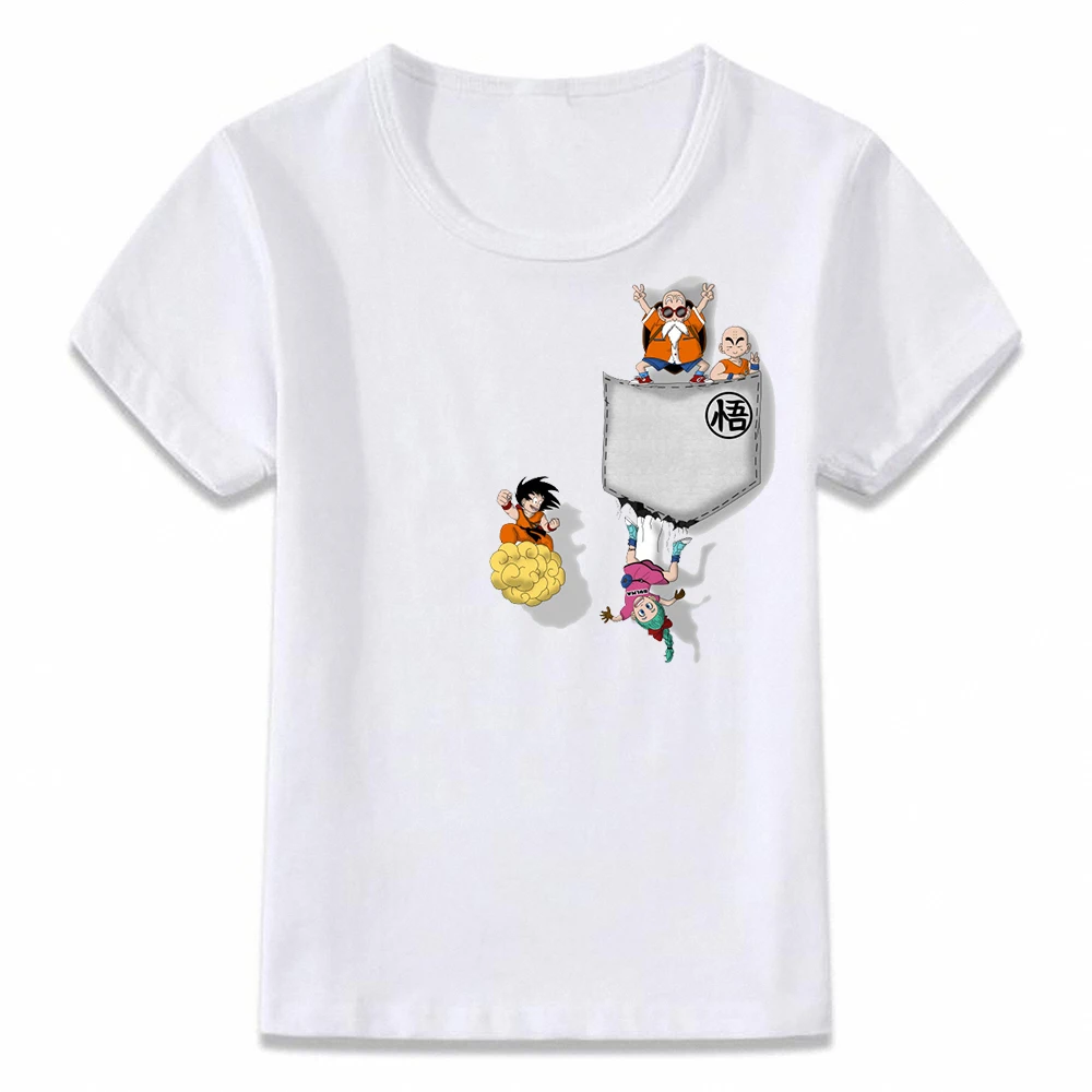 Детская футболка с карманом «Драконий жемчуг», «Z Goku», «Bulma Krillin Master Roshi», Детская футболка для мальчиков и девочек, рубашки для малышей, oal155 - Цвет: oal155