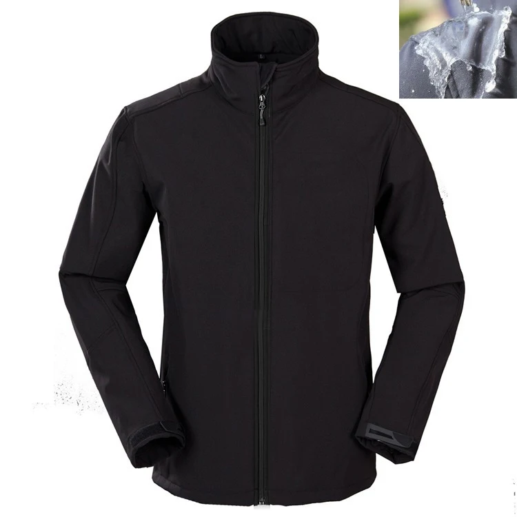 Free shipping Quality New Fashion Men fleece soft shell Jackets black