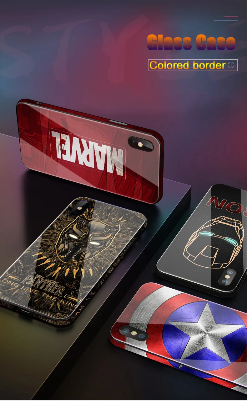 Роскошный чехол из закаленного стекла для телефона Marvel Мстители для iPhone 8 7 6 6s Plus 11 Pro XS MAX XR 10 8Plus чехол с человеком-пауком, Бэтменом, ядом