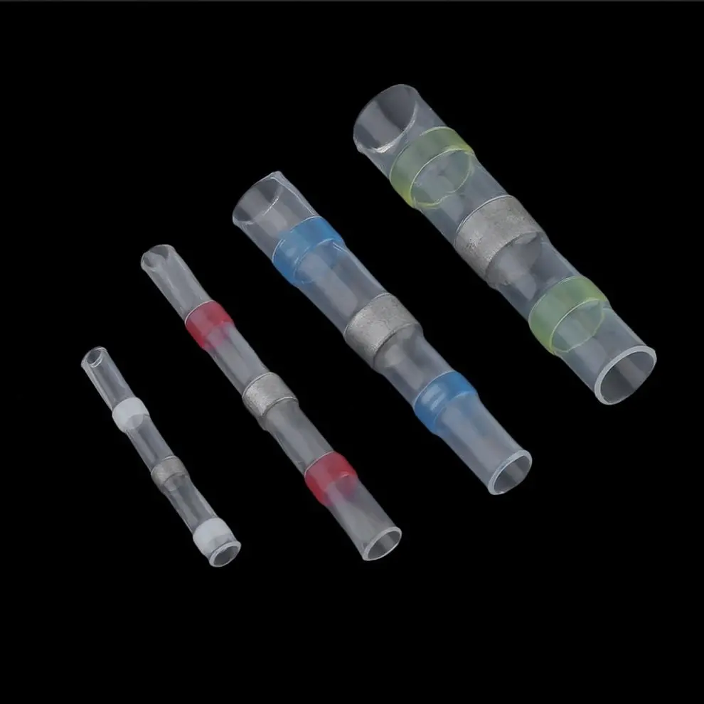 100 PCS Heat Shrink Solder Sleeves Wire Crimp Butt Terminals Connectors Soldering Sleeve Kit With Box Dropship