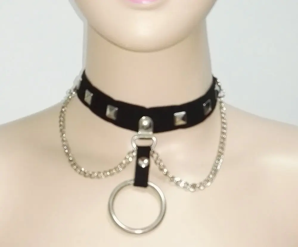 Women sexy Punk Handmade Punk choker necklace O Round Snake Chain