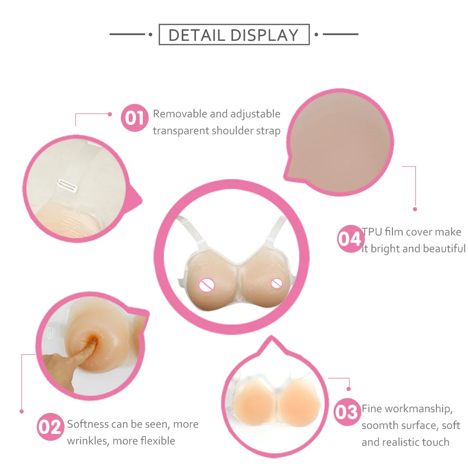 Komaynaly Strap-on 1000 gram Silicone Breast Form Prosthesis Fake Boobs Fake Breast Enhancer for CrossdresserCosplayMastectomy (7)