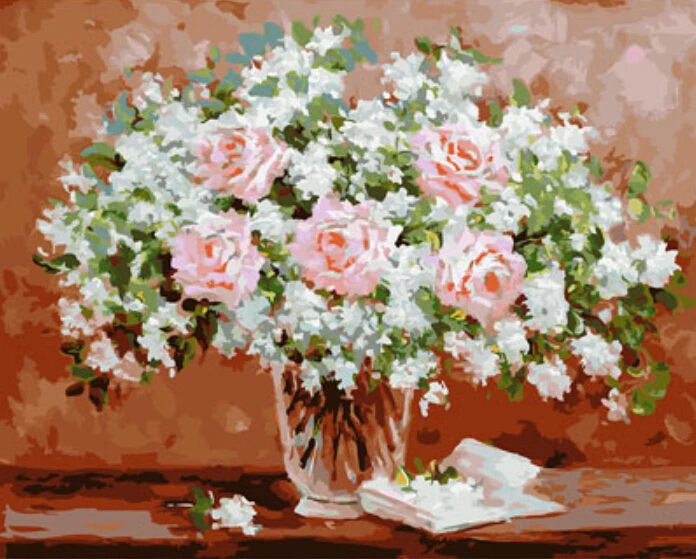 

DRAWJOY Framed Oil Paint DIY Painting By Numbers Coloring By Numbers Flowers Painting and Calligraphy Home Decoration 40*50cm