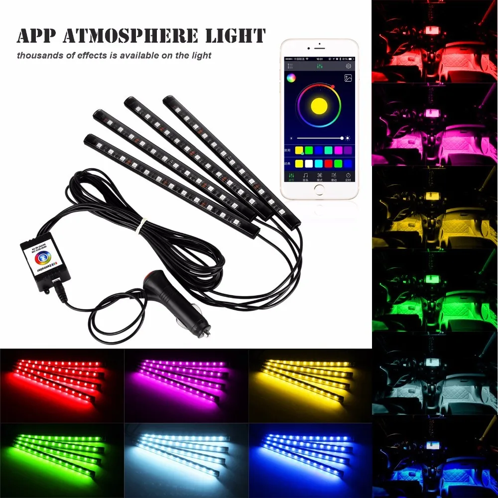 Car Interior Atmosphere Light RGB LED for volkswagen golf 4 bmw e39 opel corsa d mercedes w203 vw golf 5 skoda octavia