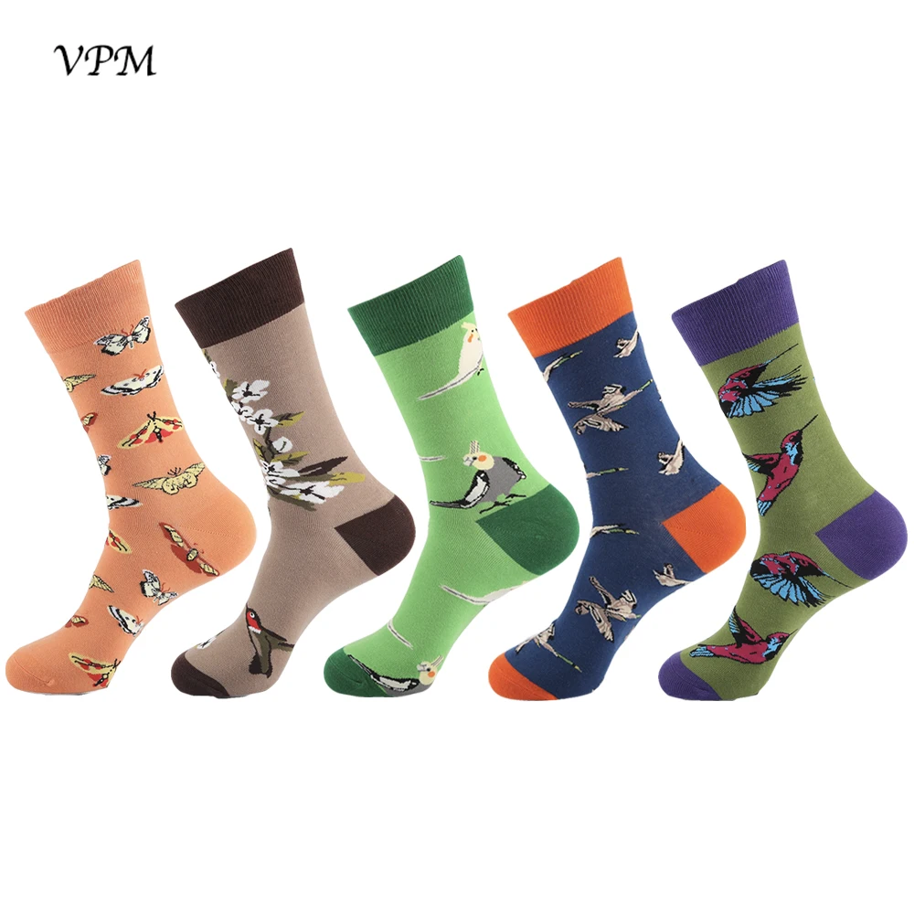 VPM, хлопковые цветные мужские носки Novedades,, забавные, стильные, в стиле Харадзюку, хип-хоп, черные, большие размеры, уличный стиль для мужчин