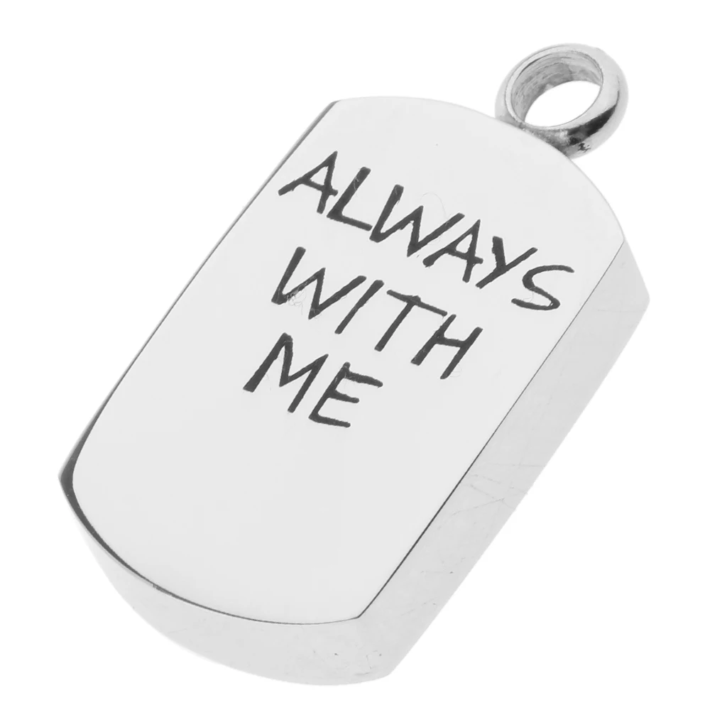 ALWAYS WITH ME Carving Dog Tag Pendant Urn Ash Holder Memorial Locket Steel for Hold pet's ashes / hair / liquid Pendants