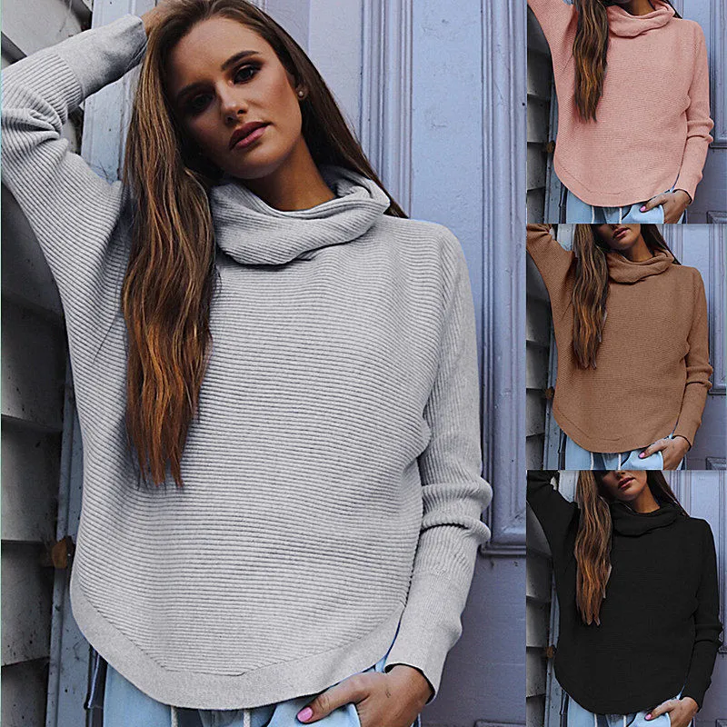Vintage Turtleneck Sweater Women Knitting Irregular Pullover Winter Long Sleeve Knitted Sweater Jumper Casual Pull Femme 201701