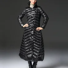 Новинка года; Длинная утепленная куртка-пуховик; зимнее пальто с большим белым утиным пухом; Ms