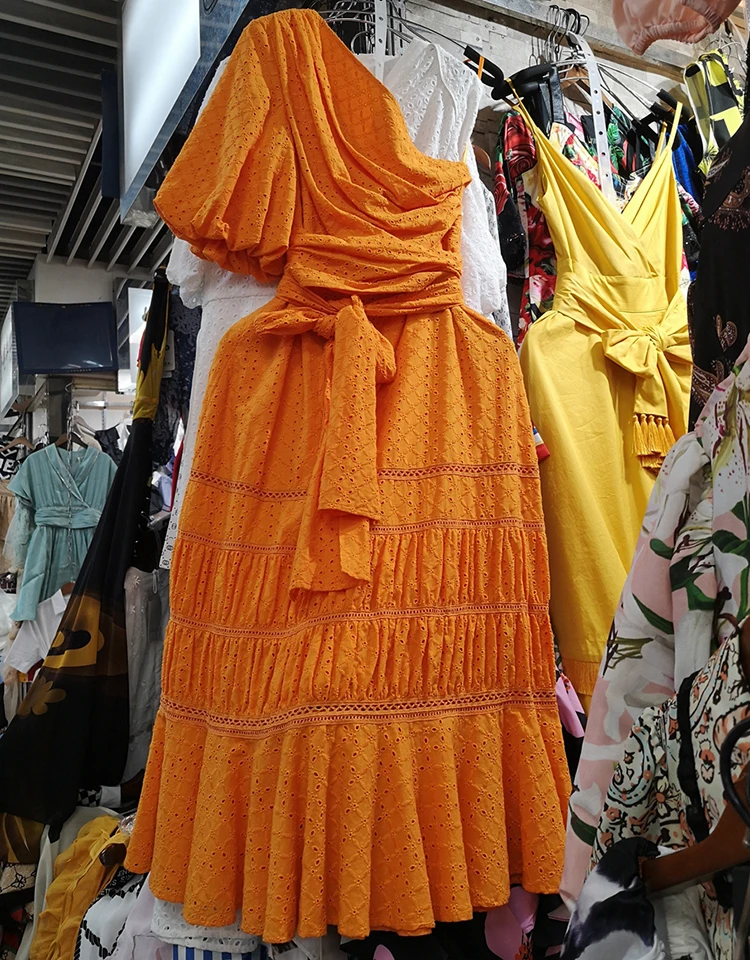Высокое качество, Парижская мода, дизайнерское платье в стиле барокко, женское хлопковое кружевное платье на одно плечо с вышивкой