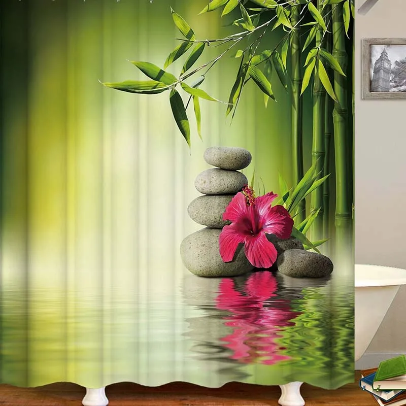 Занавески для душа занавески ванной домашний декор Зеленый Желтый Zen Garden Theme Bamboo