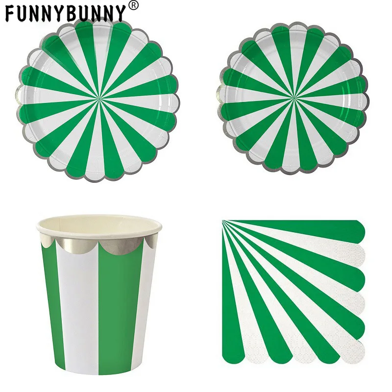 

FUNNYBUNNY Party Disposable Set 16 Dinner Plates and 8 Paper cups Napkins 20 Count Heavyweight Paper Plates for Upscale Wedding
