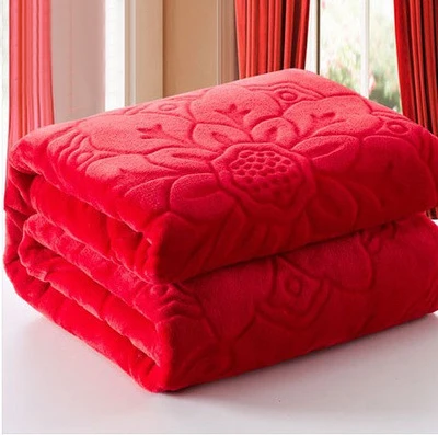 Warm Soft Thick Flannel Blanket Embossed Flowers Coral Fleece Blanket Throw on Bed/travel/air Sofa As Bed Sheets 200x230cm Size