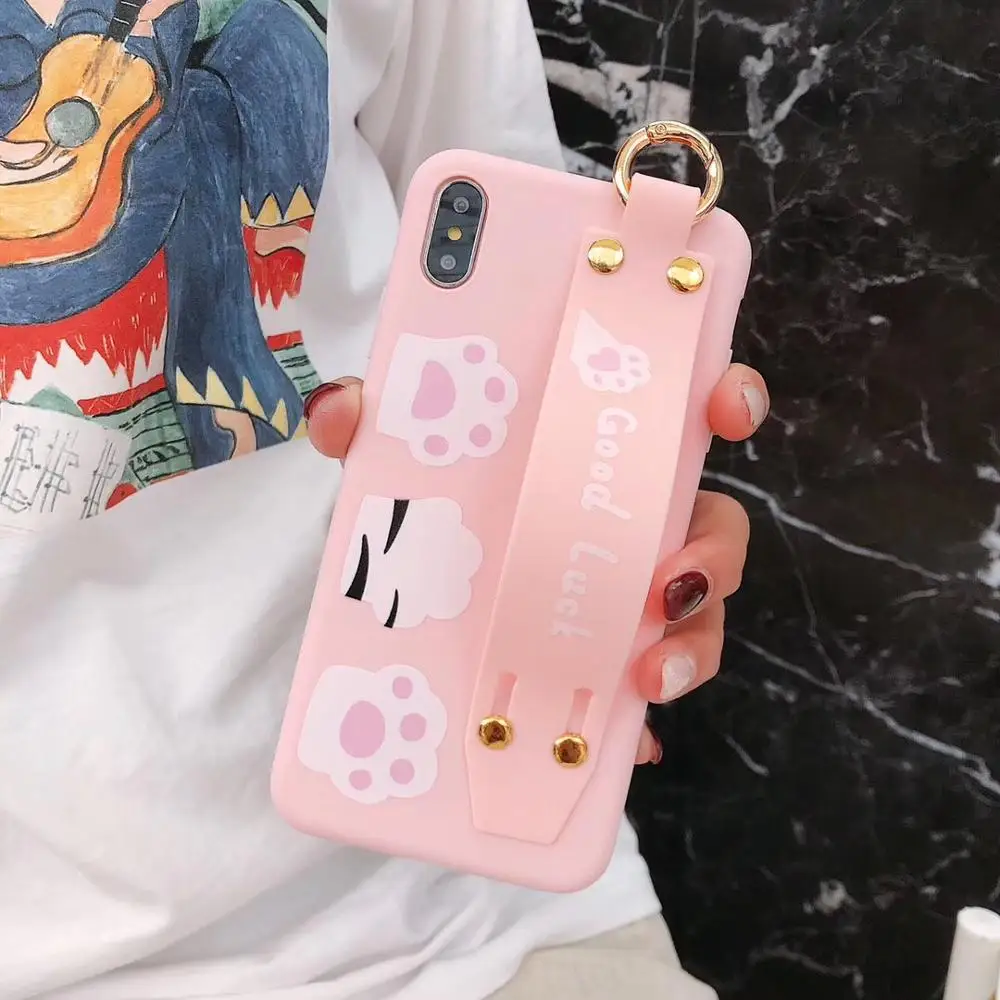 Мультяшный браслет TPU чехол для iPhone XMAX X Портативный мягкий XR 6 7 8 6PLUS 7PLUS защитный