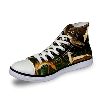 

New Design Zapatos Summer Canvas greyhound dog print High Top Shoes women high top printed canvas shoes women Vulcanize Shoes