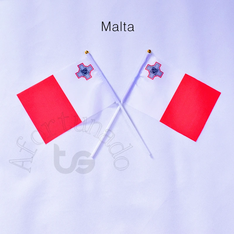 

Malta 14*21cm 10pieces Banner free shipping Hand waving Flag Malta National Flag for meet,Parade,party.Hanging,decoration