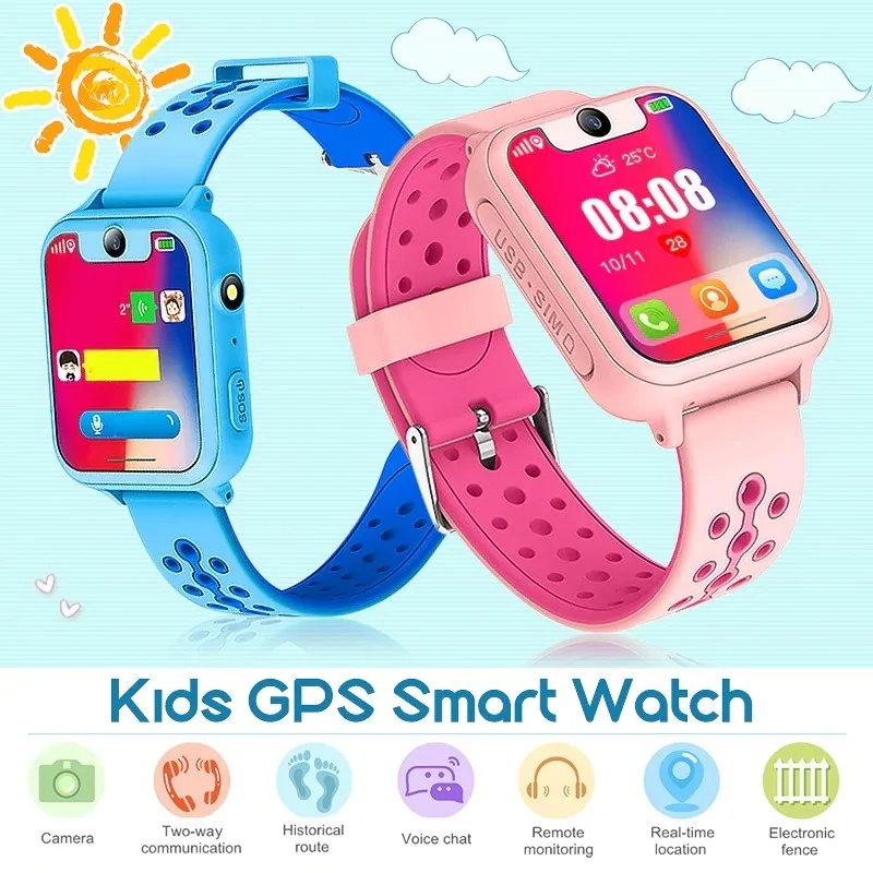 

Children Kid Smart Watch Smartwatch With Camera Real-time SOS Call GPS Positioning Kid Safe Watch Smart Game Alarm Clock