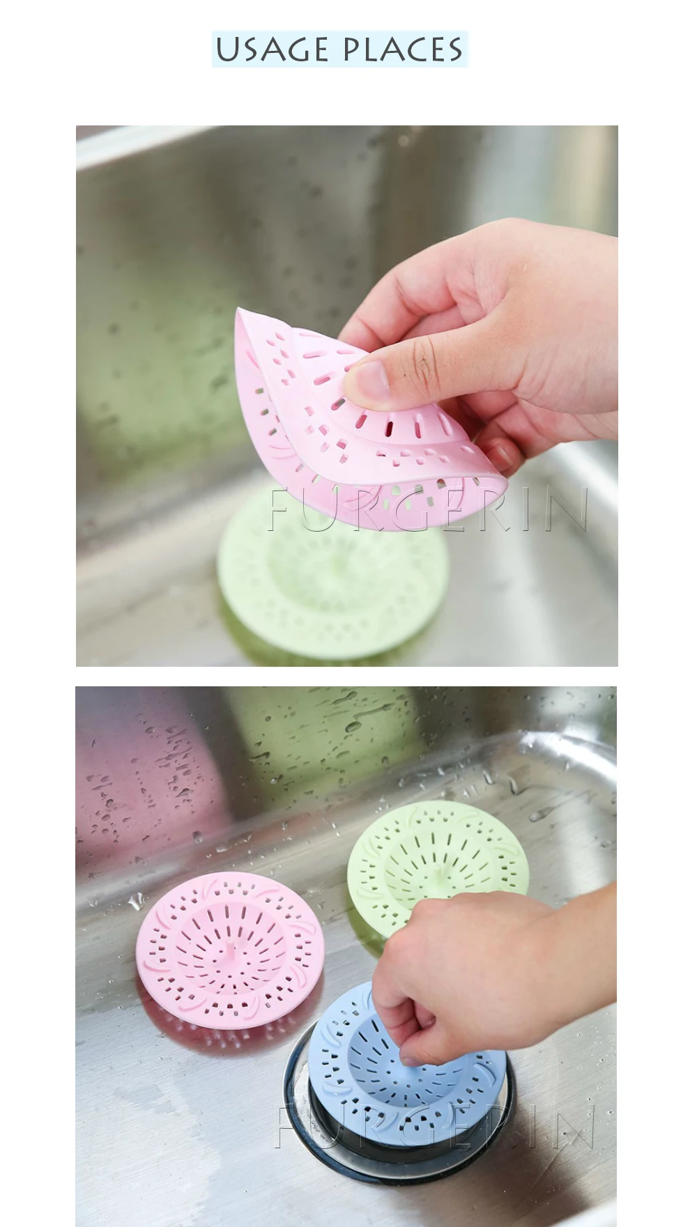 FURGERIN Hair Catcher ситечко для раковины, кухонные аксессуары для ванной комнаты, душевой фильтр, стопор, стопор для волос, крышка для раковины с ручкой