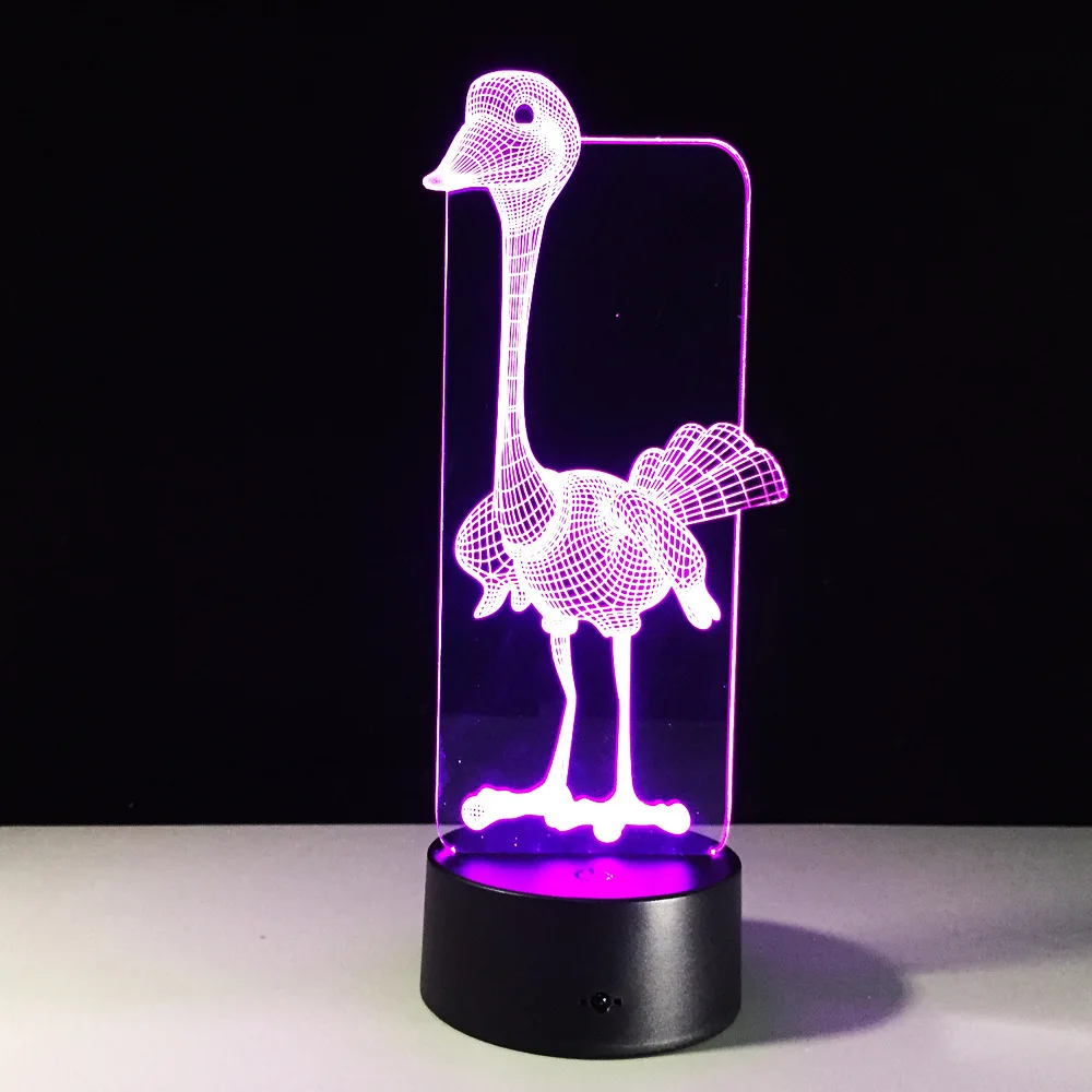 7 цветов страусиное стереовидение лампа верблюжья USB ночник в помещении атмосферная лампа дистанционный сенсорный выключатель 7 цветов