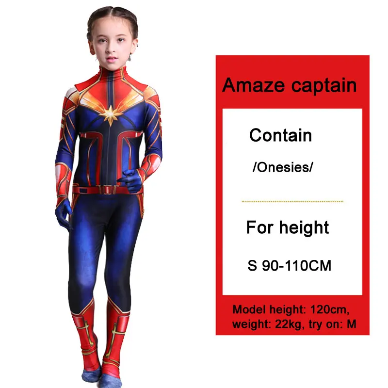 Child size S Новое поступление, Марвел Капитан, для косплея, костюм для девочек, костюм супергероя для детей, костюм для девочек, костюм для Хэллоуина - Цвет: Child size S