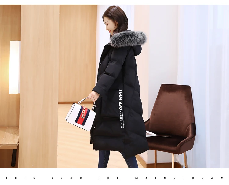 Jacket Womens Winter Long Cotton Padded Jacket Elegant Fur Collar Hooded Coats For Female 2018 New Plus Size Loose Overcoats LZ960 (18)
