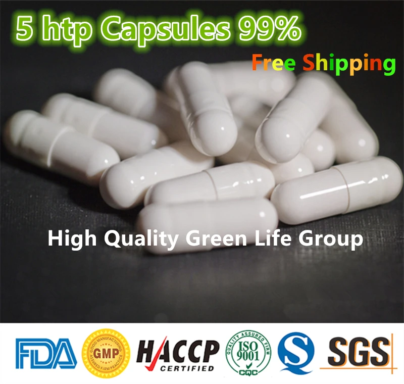 100pcs Best Quality 5 htp Capsules 99%  5htp to help with depression  anxiety  insomnia  obesity dieting migraines Free Shipping
