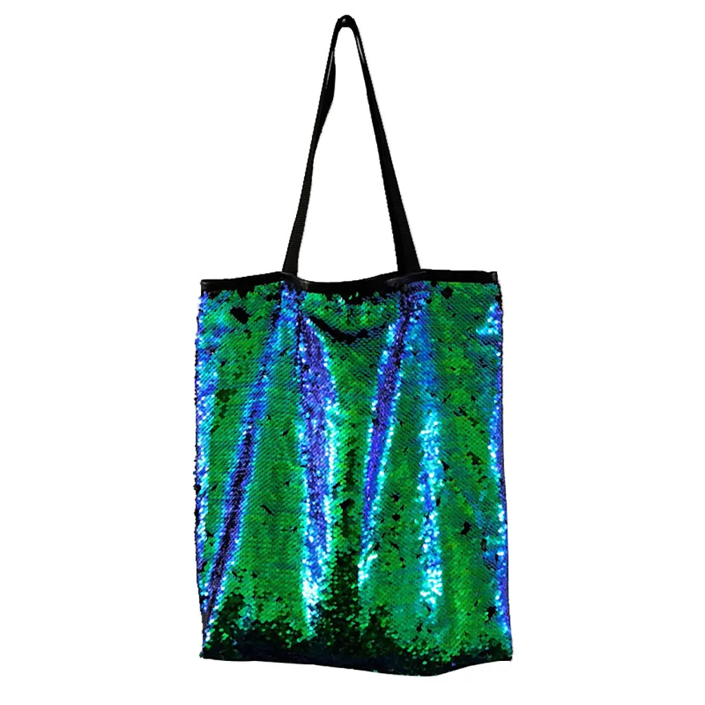 

2019 Spring Summer New Women Sequins Colorful Shoulder Bags Princess Shopping Bags Bling High Quality Handle Bags