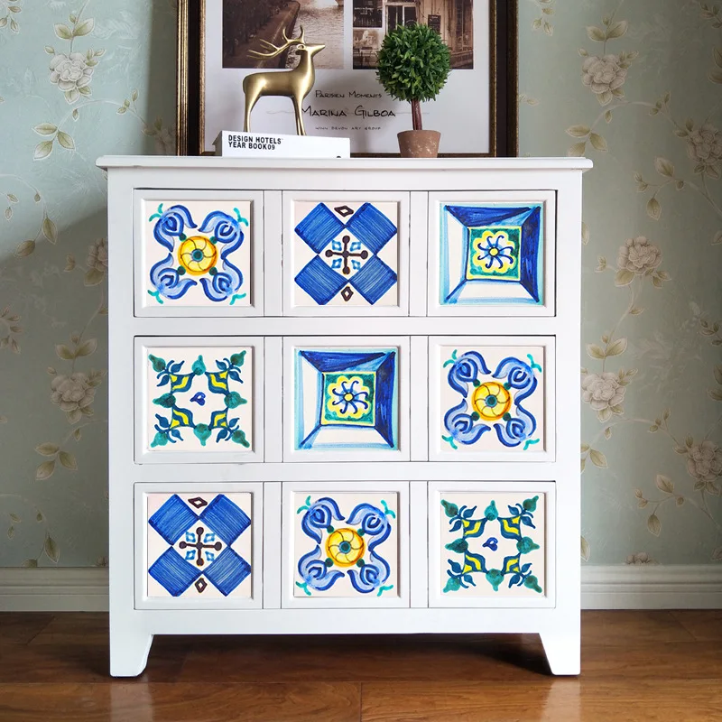 10pc Blue Pattern 3d Tile Ceramic Wall Sticker Kitchen Furniture