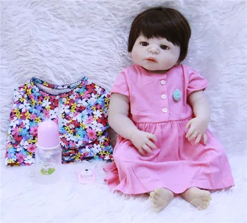 

Bebe realistic reborn menina 23"57cm real full silicone reborn baby girl dolls toys for child gift bonecas can bathe doll