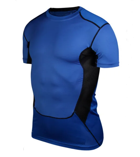 1033 для мужчин мальчиков Спорт бег тренажерный зал компрессия мышц базовые слои под Топы Рубашки термальные футболки Топ Скины снаряжение носить жилет S-3XL - Цвет: Синий
