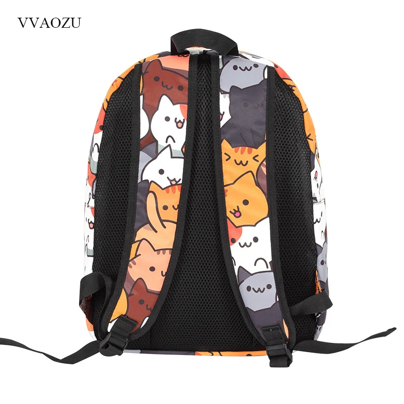 Аниме Неко Atsume женский рюкзак Мультфильм Mochila для девочек мальчиков путешествия рюкзак милый кот печать сумка на плечо для подростков