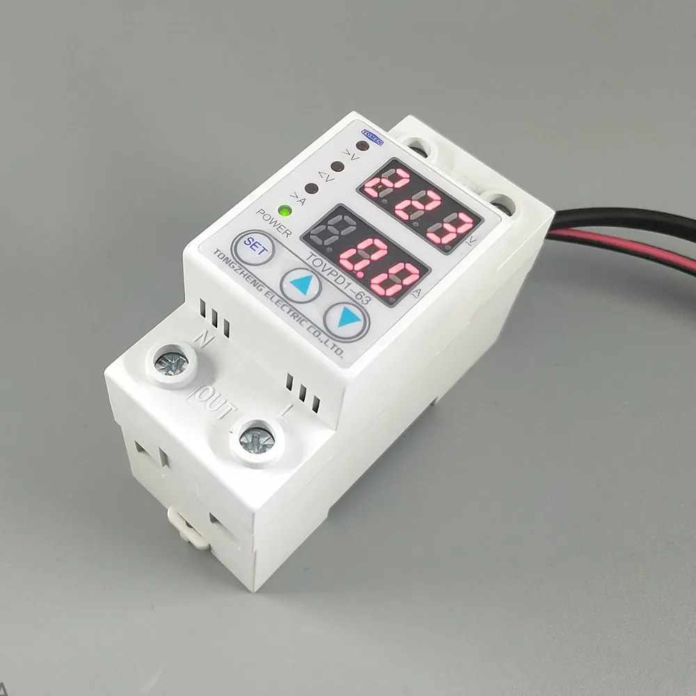 Beste 60A 230V Din Rail Verstelbare Over En Onder Voltage Beschermende Apparaat Protector Relais Met Over Huidige Bescherming Voltmeter