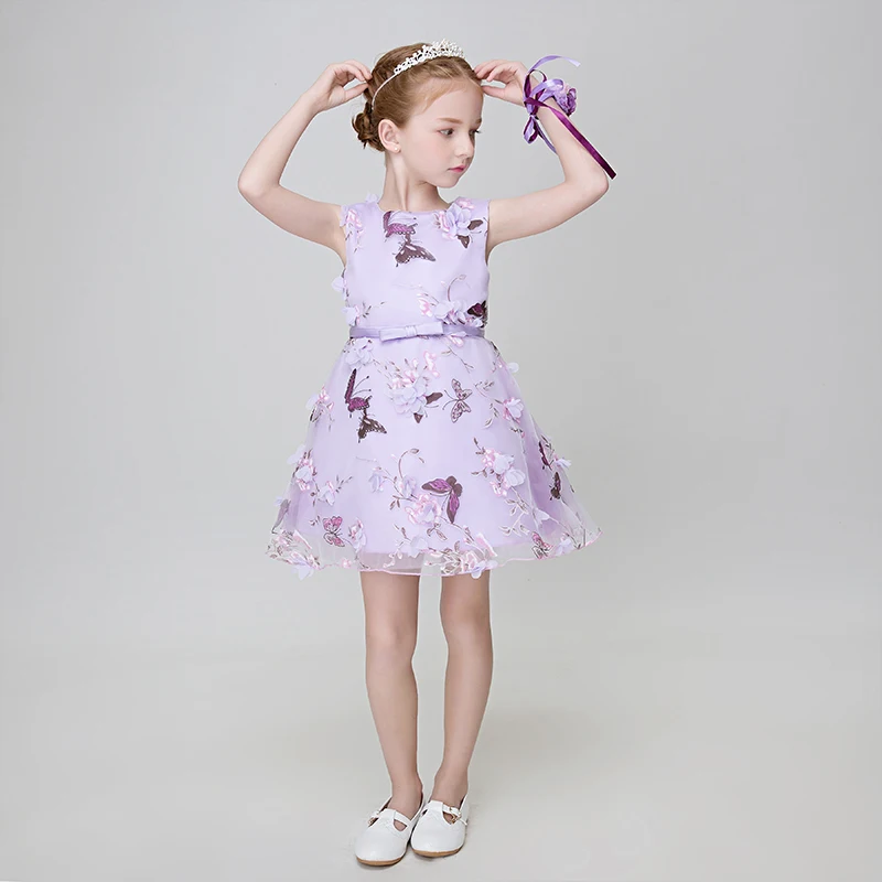

Summer 2017 Fashion Elegant Kids Girls Dress Knee Length Slim Lace Embroidery Prom Party Wedding Flower Girls Dress Dresses P29