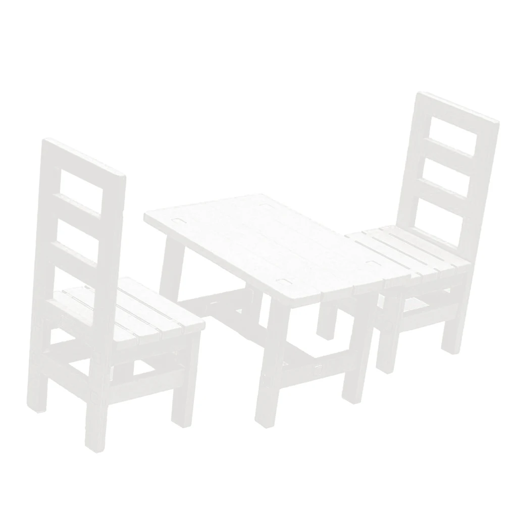 1/6 миниатюрный кукольный домик мини продолговатый обеденный стол стулья набор кухонная мебель аксессуары - Цвет: White