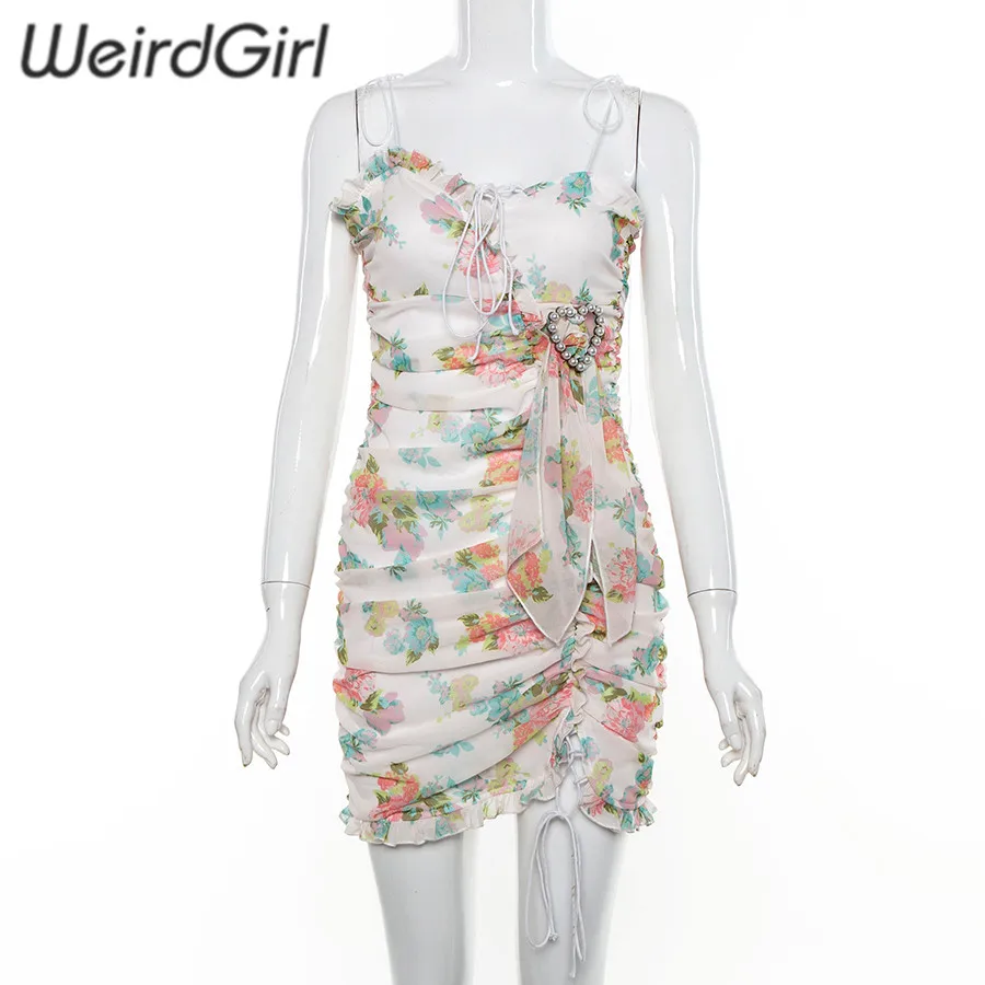 Weirdgirl женское летнее сексуальное обтягивающее платье с бисероплетением, с принтом, без рукавов, облегающее платье, модное повседневное мини тонкое обтягивающее платье для женщин, новинка
