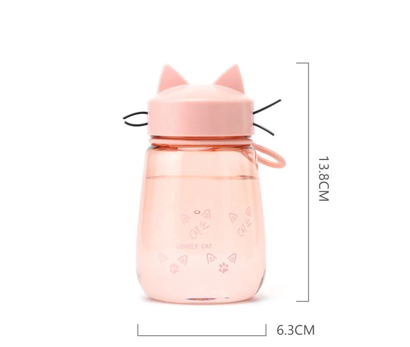 New Creative cute Cat water bottle Leakproof portable Sports plastic kettle Home office student picnic kettle kids water bottle