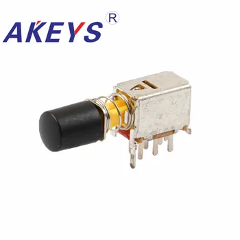 

10PCS PS-22F02 03 6pins yellow Self-locking power supply switch with cap