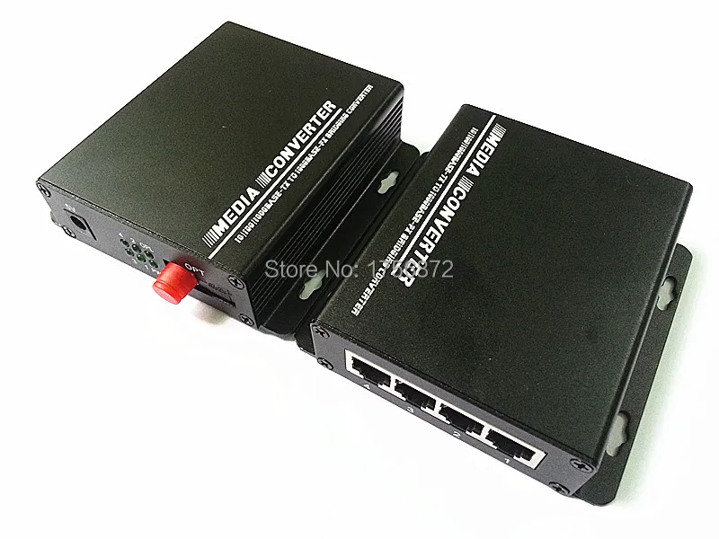 

1 Pair ( A+B ) Fiber Media Converter with 4 RJ45 10/100/1000Mbps 1 FC port fiber
