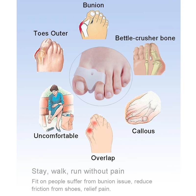 1 пара разделитель пальцев ног буйон выпрямитель шина для молотка ног, гель буйон большой палец ноги расширитель вальгусной деформации корректор-выпрямитель