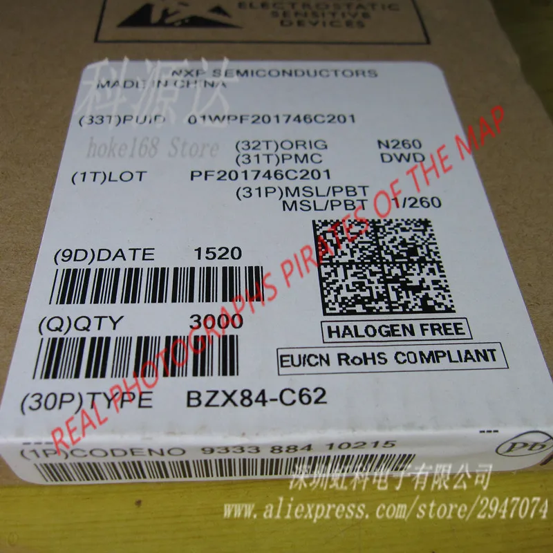 

100pcs/lot BZX84-C62 SOT-23 BZX84-C36 Voltage Regulator Diodes In Stock