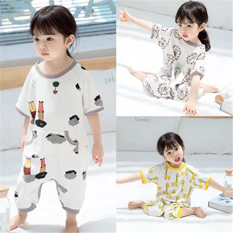 

Boys and Girls Cartoon Short Sleeved Sleeping Bag 2019 Summer 3-8 Years Old Children's Wear Clothing Toddler Kid Cottons Pajamas