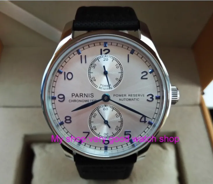 

43MM PARNIS Automatic Self-Wind mechanical movement Silvery-white dial men's watch power reserve Mechanical watches DFGD172a