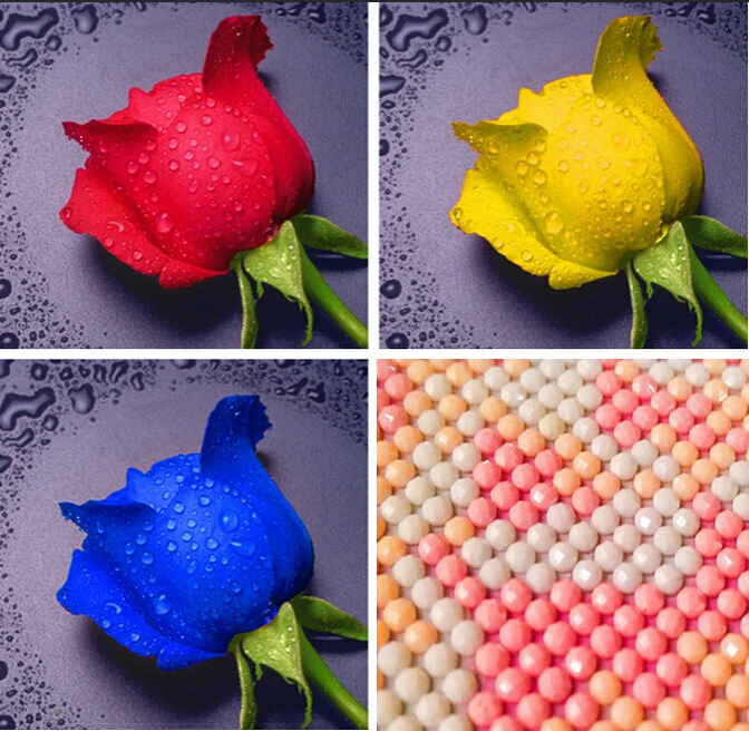 

Diamond Embroidery Dripping Rose DIY Cube Acrylic Drilling Painting 5D Living Room Christmas Decoration 30X30CM Frameless