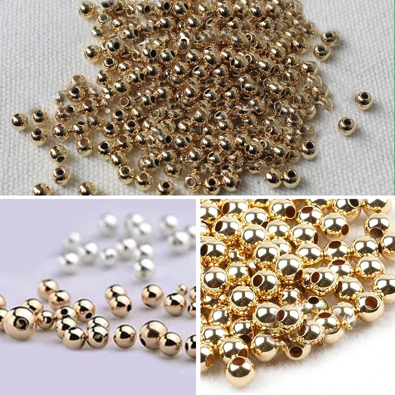 

4mm 2000pcs/lot Silver/Gold Plating Material Acrylic Resin Smooth Round Ball Spacer Chunky beads DIY Accessories Handmade Beaded