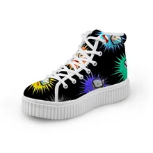 Бесшумный дизайн; обувь на плоской платформе, увеличивающая рост; Забавный принт с героями мультфильмов; подростковые повседневные ботильоны на шнуровке