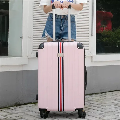 Pink KLQDZMS 20/24 дюймов бизнес мужские багаж с колесом для женщин сумки на колёсиках чемодан на колесиках Чемодан ABS коробка - Цвет: Pink