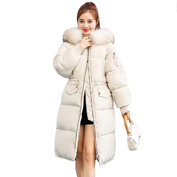

Oversized With Big Fur Collar Hooded Female Coat Long Parka Cotton Padded Warm Thicken Women Winter Jacket Coat LJ0827