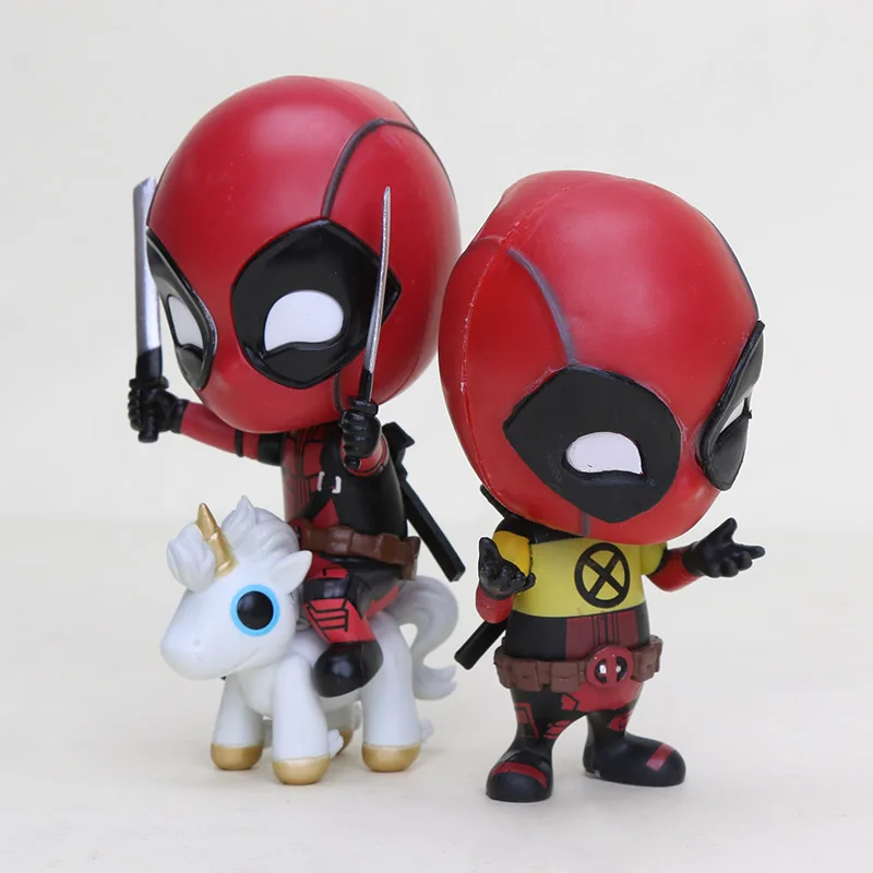 6-10 см игрушки Marvel Дэдпул 2 ПВХ фигурки Bobble-Head 1/10 Масштаб Окрашенные Холдинг позирует езда Версон Коллекционная модель