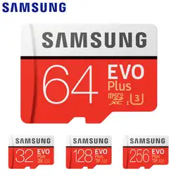 Карта памяти Samsung EVO Plus + 32 ГБ SDHC карты памяти MicroSD 64 Гб 128 ГБ 256 4 K 100 МБ/с. SDXC класса 10 Micro SD C10 UHS TF модуль памяти Transflash карты