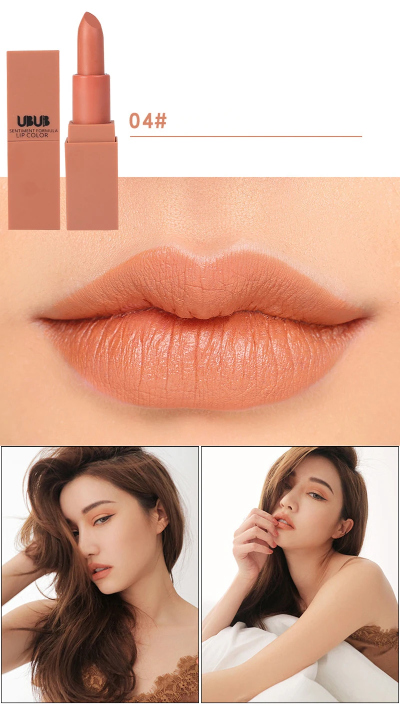 UBUB Matte Lipstick Moisturizer Smooth Long Lasting Charming Lips Makeup Pumpkin Color Lip Stick Cosmetic Beauty Makeup (7)