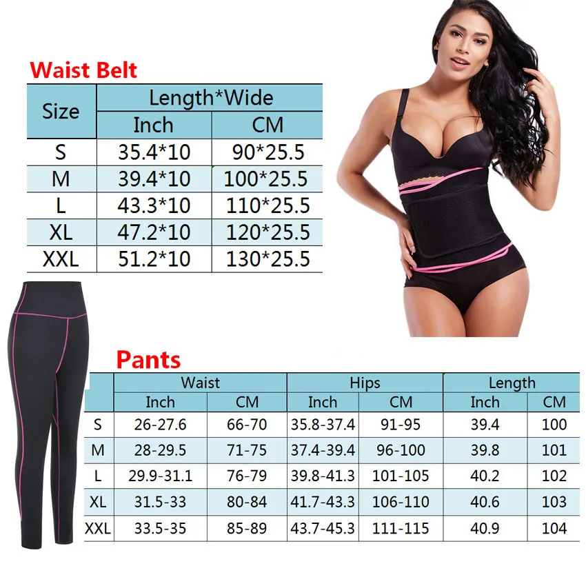 HEXIN Women Sweating Belt with Pants Waist Cincher Shaper Sauna Fat Burning Belt Slimming Tummy Control Workout Enhancer